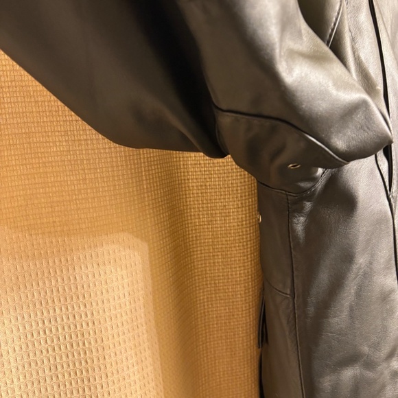 EDDIE BAUER Soft Black Lamb Leather Goose Down Lined Bomber Jacket Men's L - Picture 8 of 16